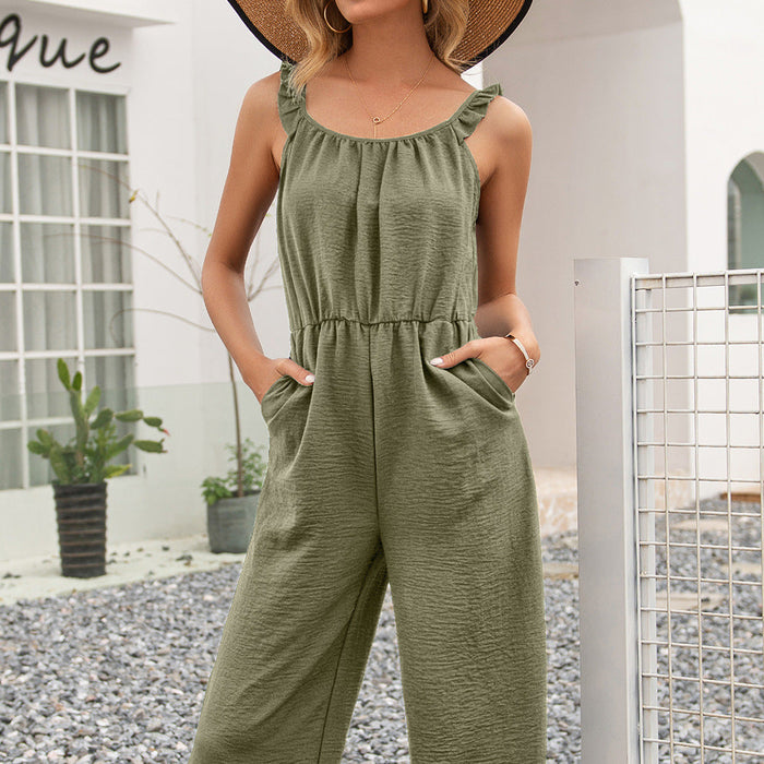 Color-Green-Summer Tank Tops Jumpsuit Women Casual Waist Tight Slim Fit Jumpsuit-Fancey Boutique