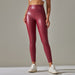 Color-Red-Faux Leather Pants High Elastic Sexy High Waist Solid Color Bright Black Tight Trousers Running Fitness Yoga Pants-Fancey Boutique