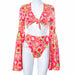 Color-Red-Printed Two Piece Suit Retro Swimsuit Lace Up Split Women Summer-Fancey Boutique