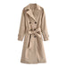 Color-Apricot-Fall Classic Double-Breasted Large Collared Slimming Extended Trench Coat-Fancey Boutique