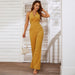 Color-New Summer Loose Slim One Piece Sleeveless Zipper Backless Casual Solid Color Jumpsuit-Fancey Boutique