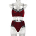 Color-Burgundy-Sexy Underwear Autumn Burgundy Velvet Stitching Lace Comfortable Sexy Lingerie Set-Fancey Boutique