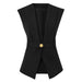 Color-Black-Summer High End Belt Sleeveless Slim Fit Office Women Business Vest for Women-Fancey Boutique