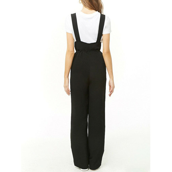 Color-Women Clothing Wide Leg Waist Button Jumpsuit Women Casual Suspender Trousers-Fancey Boutique