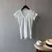 Color-White-Solid Color T shirt for Women Summer Simplicity U Collar Slimming Stretch T shirt Top for Women-Fancey Boutique