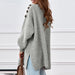 Color-Gray Button Drooping Shoulder Width Loose Sweater Women Casual All Matching Sweater-Fancey Boutique