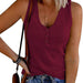 Color-Burgundy-Summer Women Breasted Knitted Vest Solid Color V neck Sleeveless Top Women-Fancey Boutique