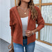 Color-Brick Red-Women Knitwear Autumn Winter Solid Color Hooded Cable-Knit Sweater Women Cardigan-Fancey Boutique