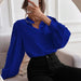 Color-Women Shirt Autumn Elegant Solid Color Collared Long Sleeve Single Row Button Loose Women Top-Fancey Boutique