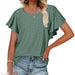 Color-Green-Women Clothing Summer Women T-shirt Ruffle Sleeve Casual Top-Fancey Boutique