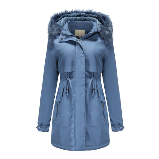 Color-Women Cotton Padded Coat Detachable Fur Collar Detachable Hat Quilted Parka Women-Fancey Boutique