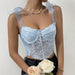 Color-Lace Floral Strap Mesh Hollow Out Cutout Diamond Boning Corset Vest Women Clothing-Fancey Boutique