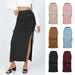 Color-Slit Knitted Slim Skirt Pleated Tie Sexy Sheath Women Clothing Skirt-Fancey Boutique