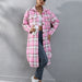 Color-Women Clothing Autumn Winter Plaid Single-Breasted Long Trench Coat-Fancey Boutique