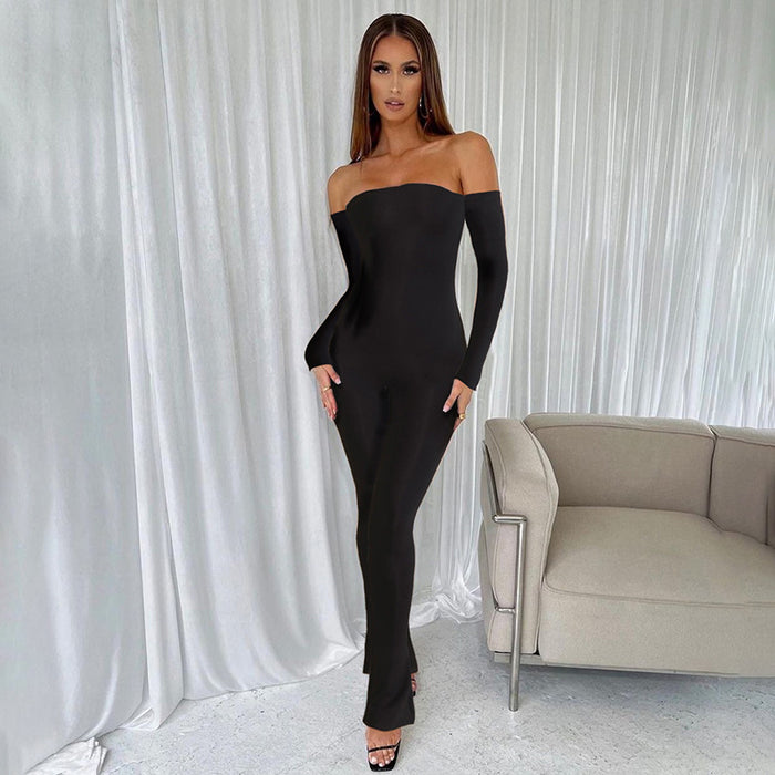 Color-Women Long Sleeve Belly Waist Shaping Hip Lift High Elastic Jumpsuit-Fancey Boutique