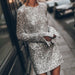 Color-Sequin Atmosphere Shiny Backless Long Sleeves Dress Autumn Winter-Fancey Boutique