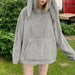 Color-Street Hip Hop Rabbit Ears Hooded Warm Sweater Large Loose Pockets Polar Fleece Jacket-Fancey Boutique