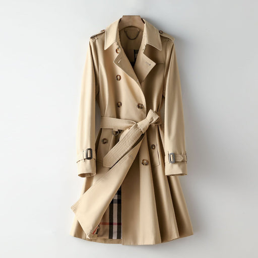 Color-Khaki-Element Trench Coat Women Long Commuting Elegant All Matching British Spring Autumn Coat Women-Fancey Boutique