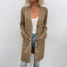 Color-Khaki-Knitwear Autumn Winter Long Cable-Knit Sweater Women Button Cardigan-Fancey Boutique