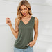 Color-Army Green-Women Clothing T shirt Loose Casual Side Slit V neck Vest-Fancey Boutique
