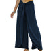 Color-Blue-Casual Pants Women Clothing Drooping Wide Leg Pants Loose Tied French Commuting-Fancey Boutique