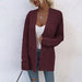 Color-Burgundy-Sweater Women Autumn Winter New Twist Mid-Length Pocket Knitted Cardigan Coat-Fancey Boutique