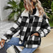 Color-Multi-Autumn Winter Zipper Collared Plush Plaid Coat Loose Office Women Outerwear-Fancey Boutique