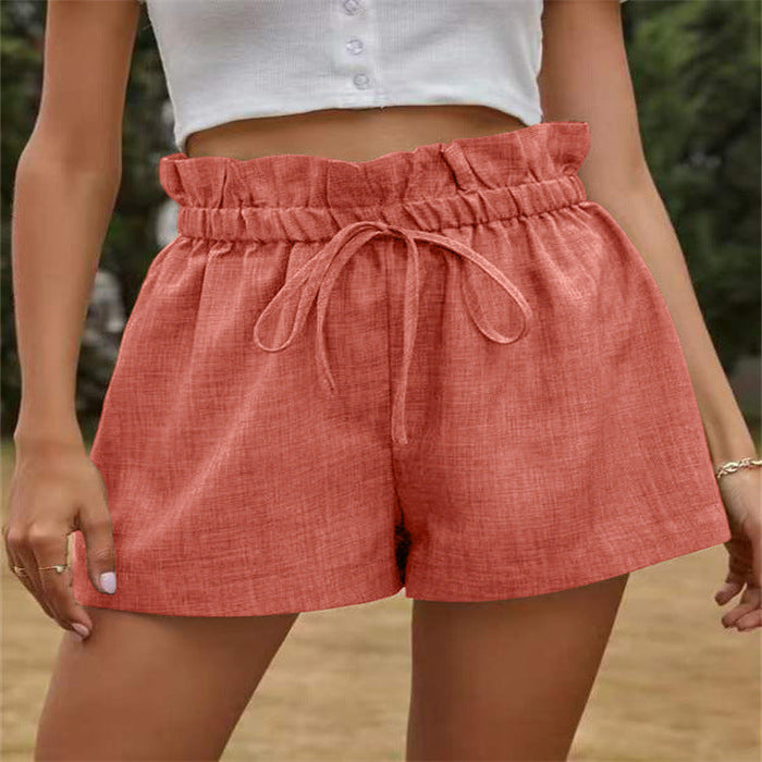 Color-Casual Comfortable Shorts for Women Summer High Waist Lace-up Loose Wide Leg Pants Women-Fancey Boutique