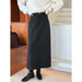 Color-Woolen Skirt High Waist Design Pocket Autumn Winter Cover Hip Woolen Skirt-Fancey Boutique