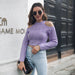Color-Herringbone Pattern off the Shoulder Cropped Sweater Women Slim Fit Autumn Winter Long Sleeve Sweater-Fancey Boutique