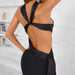 Color-Sexy Halter Slimming Tight Irregular Asymmetric Backless Dress Bandage Dress-Fancey Boutique