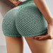 Color-Shorts Light Green-Honeycomb Jacquard Yoga Pants Women High Top Sports Leggings Hip Raise Fitness Pants Women-Fancey Boutique