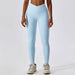 Color-Sky Blue-Cross High Waist Tight Yoga Pants Thread Hip Lifting Sports Pants Outer Wear Running Quick Drying Fitness Pants-Fancey Boutique