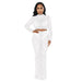 Color-White-Women Wear Mesh Drilling See through Long Sleeve Dress Two Piece Set-Fancey Boutique