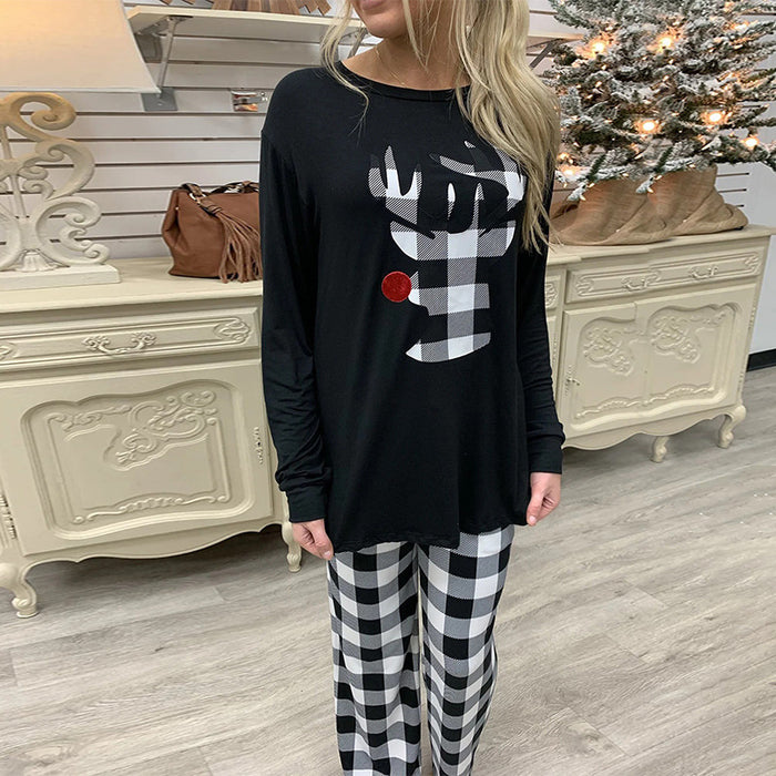 Color-Christmas Elements Printed Homewear Women Autumn Winter Long Sleeve Top Trousers Two Piece Set-Fancey Boutique