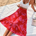 Color-Coral Red-Women Clothing Printing Smocking Skirt-Fancey Boutique