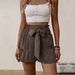 Color-Summer Women Clothing Design High Waist Brown Shorts-Fancey Boutique