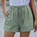 Color-Army Green-Casual Tencel Shorts for Women Summer Solid Color Elastic Waist Sports Beach Pants-Fancey Boutique