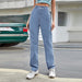 Color-Wide Leg Jeans Women Straight Loose High Waist Daddy Mop Trousers Slimming Tall-Fancey Boutique