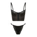 Color-Black-Bohemian Buckled Front Shaped Back Corset Satin Satin Lace Edge Sexy Vest Bra Set Women-Fancey Boutique