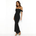 Color-Dress Sexy Slim Fit Backless off-Neck Mesh Stitching Hip Dress-Fancey Boutique