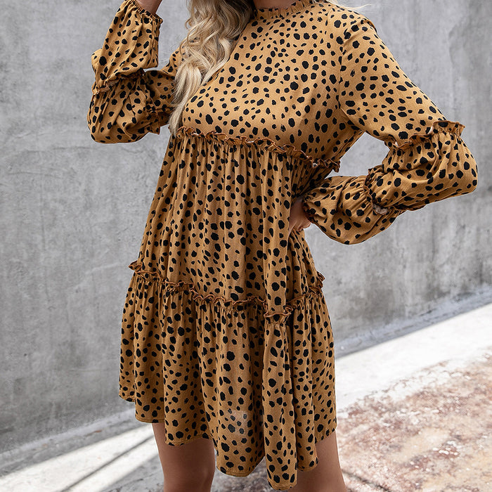 Color-Women Clothing Autumn Milk Spots Fungus Long Sleeve Dress Women-Fancey Boutique