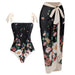 Color-Flower Set-Retro Swimsuit Conservative One Piece Spring Swimsuit Suit Women Chiffon Blouse-Fancey Boutique