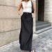Color-Black Cotton Silk Women Clothing Autumn Split High Waist Office Drape Skirt Skirt-Fancey Boutique