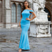 Color-Sleeveless off-Neck Elegant Slim-Fit Long Solid Color Cocktail Bridesmaid Dress Evening Dress Bodycon Dress-Fancey Boutique