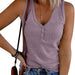 Color-Summer Women Breasted Knitted Vest Solid Color V neck Sleeveless Top Women-Fancey Boutique