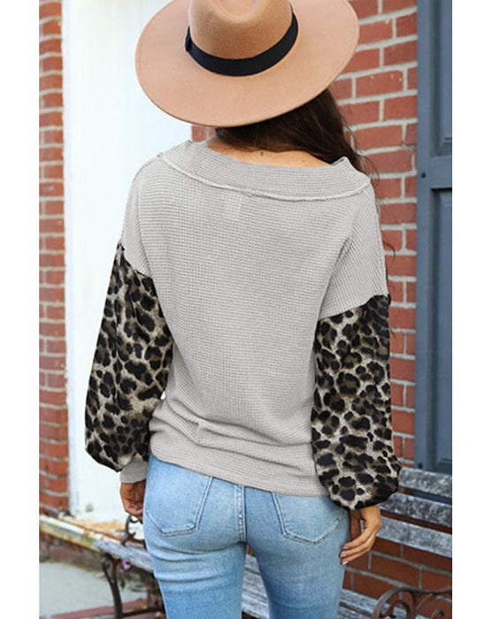 Color-Sweater Women Long Sleeve Autumn Leopard Splicing Street Pullover Sweater Women-Fancey Boutique
