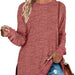 Color-Pink-Women Clothing Long Sleeve round Neck Multicolor Split Top Loose Casual Pullover T-shirt-Fancey Boutique