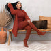 Color-Women Autumn And Winter Tight High Neck Long Sleeved Pants Sets-Fancey Boutique