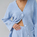 Color-Blue Woolen Comfortable Warm Long Sleeves Pajamas Two Piece Set Exclusive for Ladies Homewear-Fancey Boutique